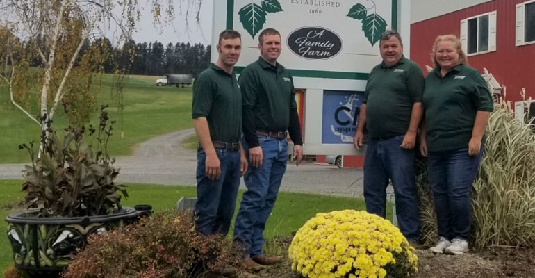 Todd Evans, Jeremy Brown, and Dirk and Karen Young of Twin Birch Dairy