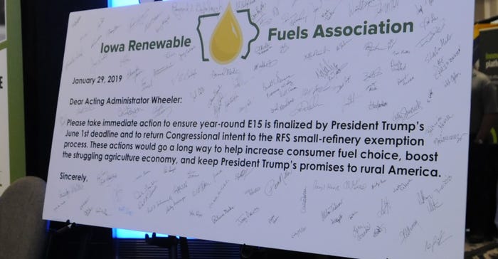 iowa renewable fuels association sign asking president to ensure year-around E15 is finalized by june 1.