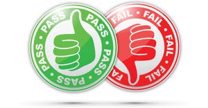 pass and fail thumbs up