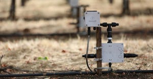 WaterBit's automated irrigation system involves taking data from soil moisture probes and sending it to a gateway via a long-