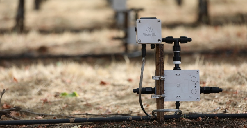 WaterBit's automated irrigation system involves taking data from soil moisture probes and sending it to a gateway via a long-