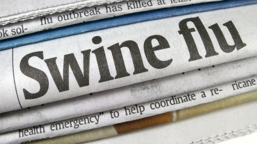 Newspaper headline Swine Flu epidemic