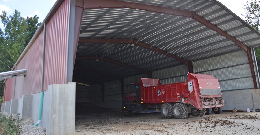 large poultry litter storage building on Gettelfinger operation
