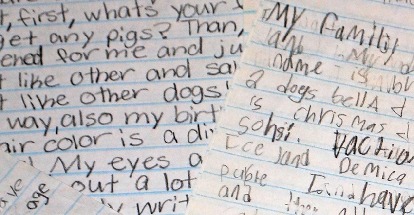 A letter written by a child to their pen pal.