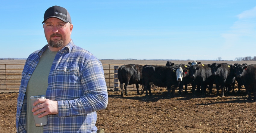 Ross Tschetter with cattle