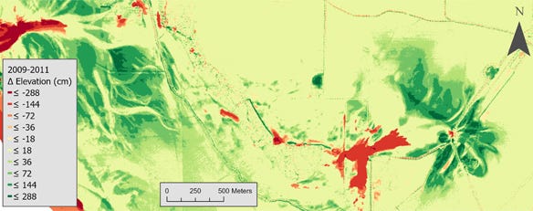Elevation map along the Missouri River taken after flooding in 2011 