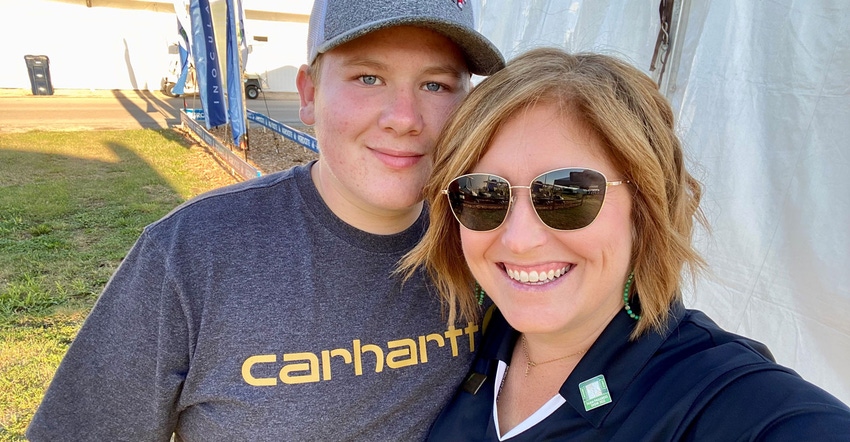Holly spangler with son Nathan at the 2022 Farm Progress Show