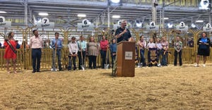 Indiana Gov. Eric Holcomb addresses a crowd