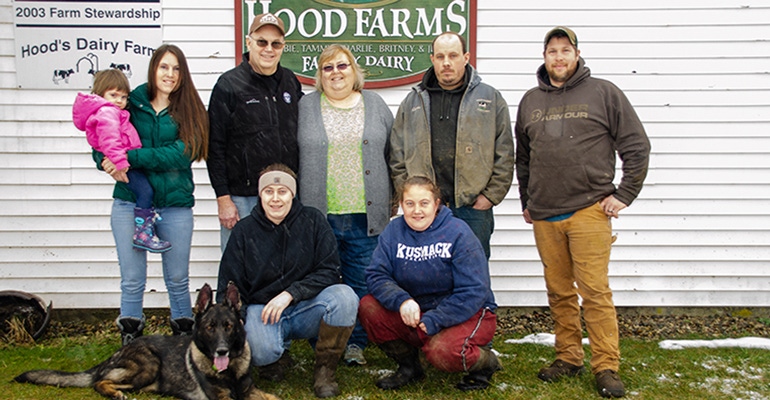 Tim Hood of Hood Farms Family Dairy is the 2020 MSU dairy Farmer of the Year with other members of the family 
