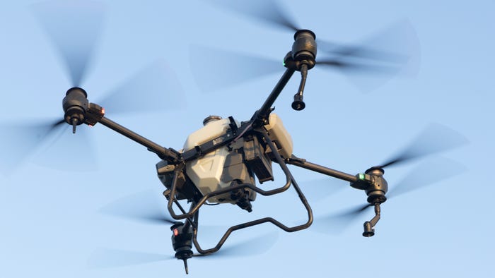 Drone spraying fungicide