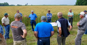 Local farmers gathered to hear Rick and Tim Neuvirth relate their experience with hybrid rye