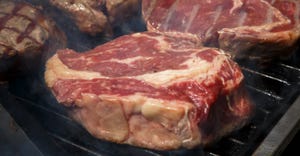 Rib eye steaks on the grill