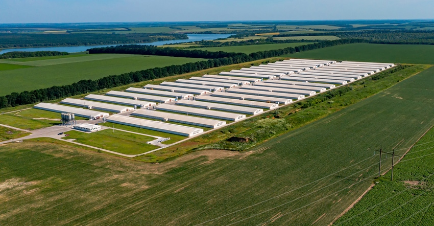 Aerial view of modern poultry facility in rural area Aerial view of modern poultry facility in rural area