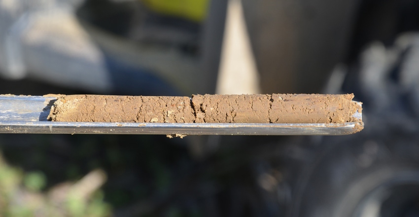 Close up of soil core sample