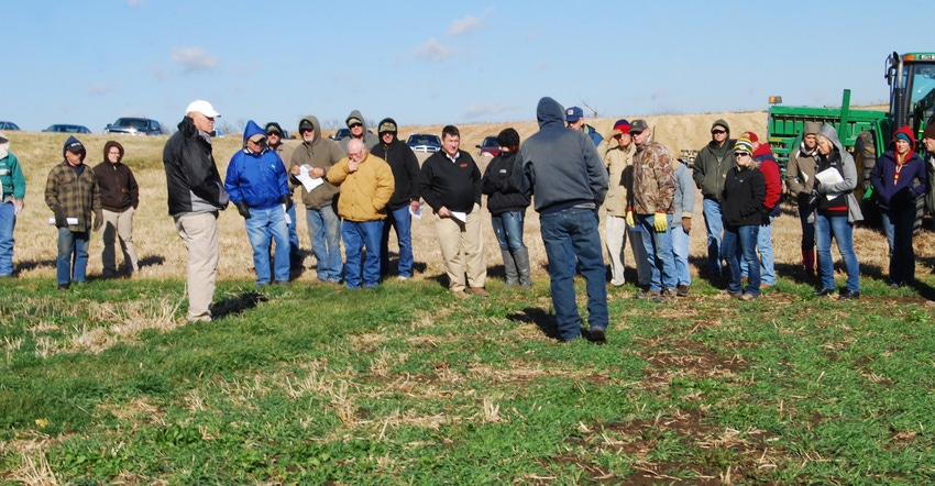 farmers in field for cover crop field farmers in field for cover crop field