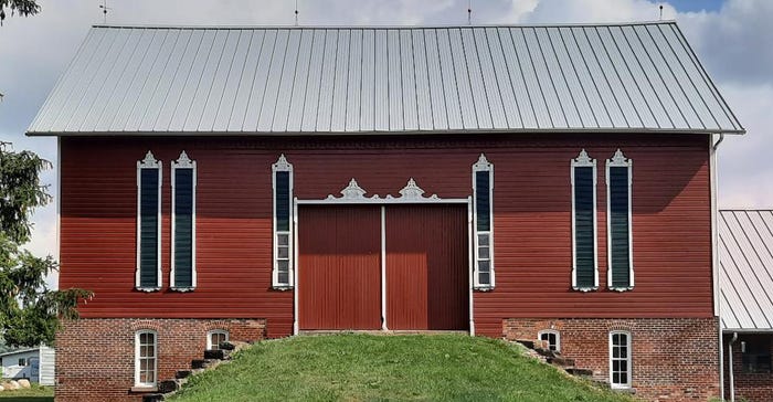 View of west side of Romich-McKelvey barn completely restored
