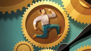 Illustration of man running in gear