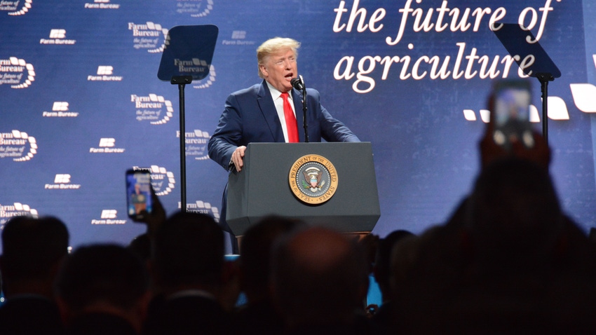 President Trump speaks at the AFBF convention.