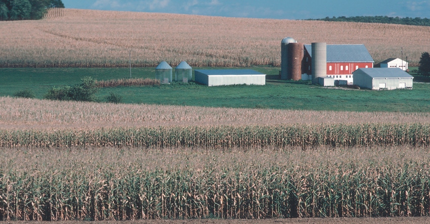 farmland and farmhouse