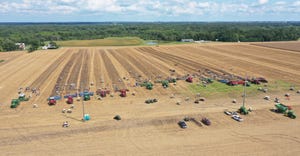 aerial view of tillage tool demonstration at the 2021 Farm Progress Show
