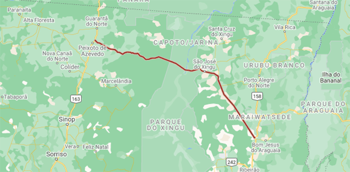 map of Brazil road