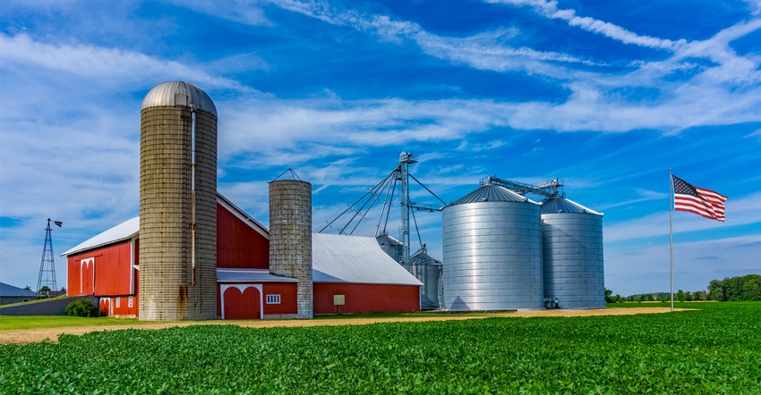 Farm with spring crop