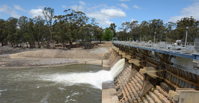 A FlumeGate installed in the Goulburn Weir in Victoria. 