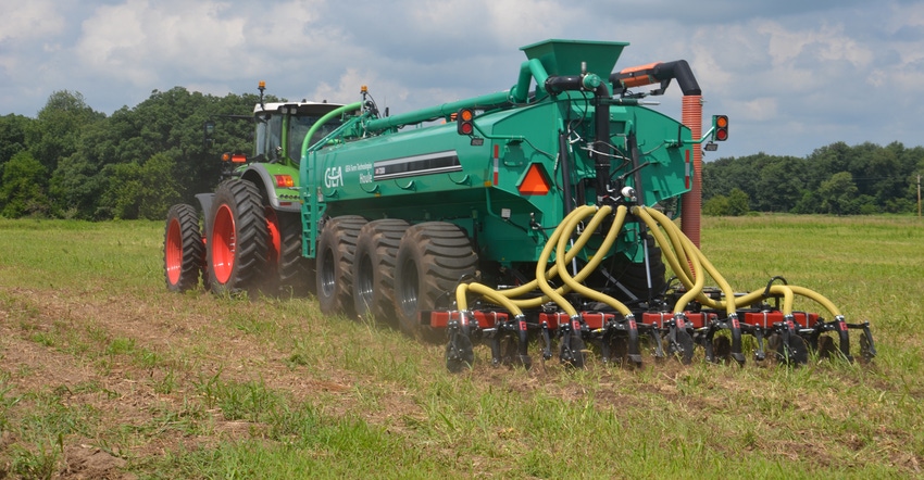 manure application to field of cover crops
