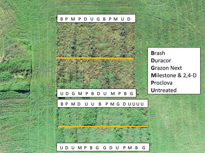 aerial view of pasture weed control project 