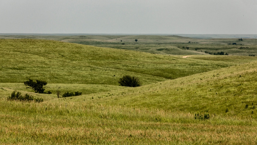 Prairie and rolling hills in Kansas