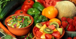 spread of fruits and vegetables peppers kiwi salad healthy living