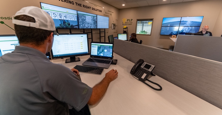 PrairieLand Partners has set up a kind of control room where information from supported equipment can be monitored (with grow