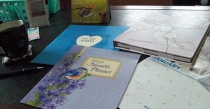 planner and cards on desk