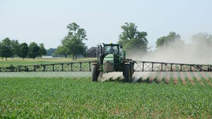  A sprayer in a cornfield