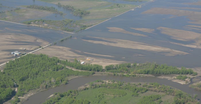 aerial of Scott Olson's flooded farmland 