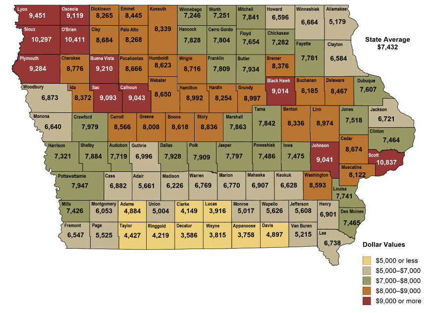 Iowa land values rose 2.3 in 2019