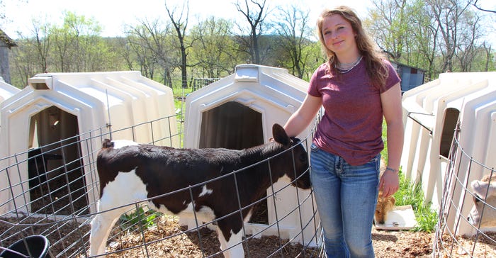 Lila Wantland with her dairy cattle