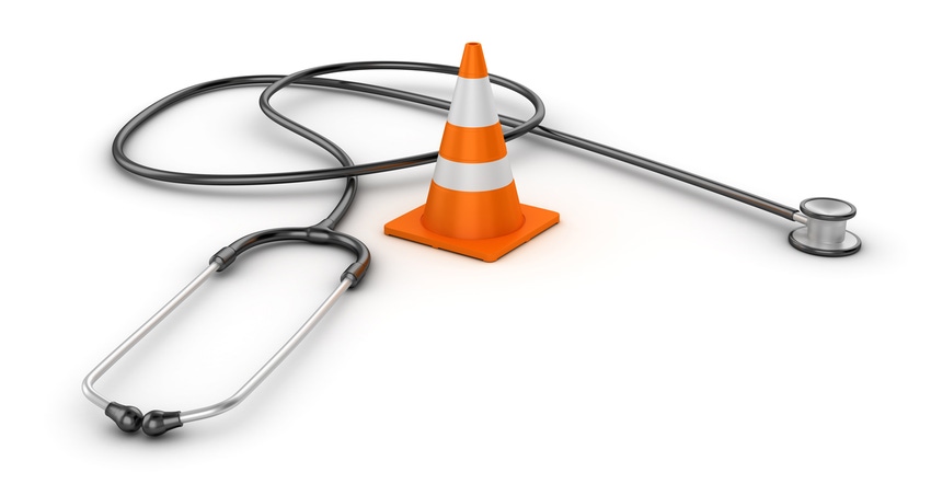 stethoscope and traffic cone rendering