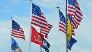 American flags, military flags