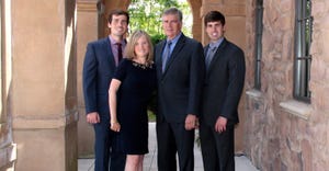 OSU professor Karl Danneberger pictured with his wife Sallie, and two sons, Kyle and Marc