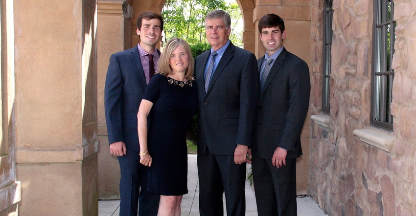OSU professor Karl Danneberger pictured with his wife Sallie, and two sons, Kyle and Marc