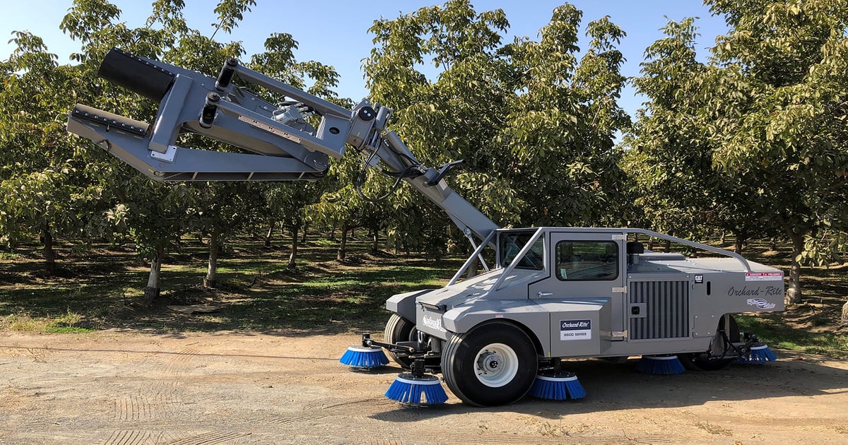 Almond trees shake, rattle and roll as harvest proceeds