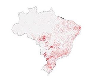Locations where corn production is concentrated in Brazil 