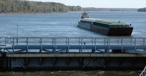 Container barge on the Mississippi River