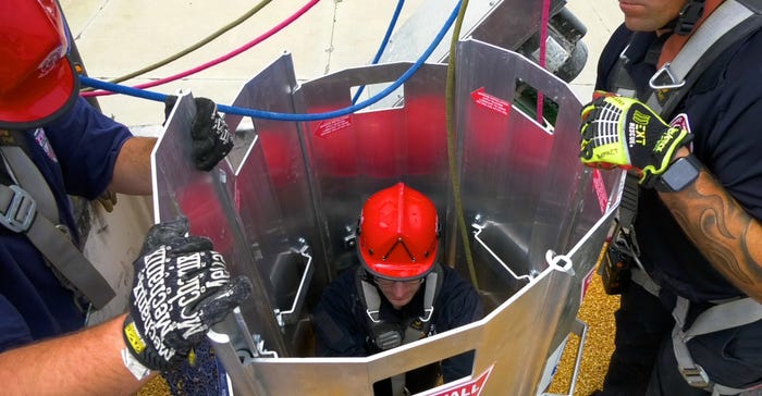 team training with grain rescue tube