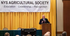 Robert Thompson, professor emeritus at University of Illinois, speaks at New York State Agricultural Society’s Annual Meeti