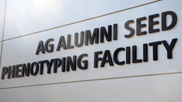 Ag Alumni Seed Phenotyping Facility sign