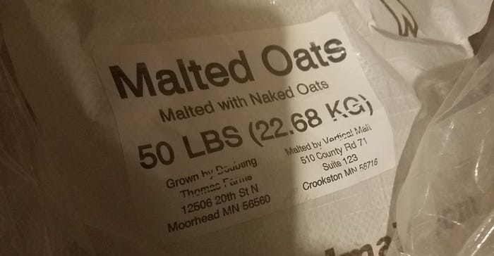 bag of malted oats