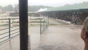  rain falling and flooding at the Hamilton County Fairgrounds in Indiana