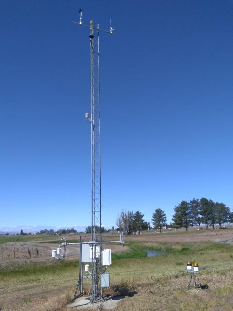 Towers in larger, open areas are geared toward high quality measurements for meteorological use